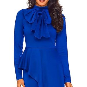 Blue dress with bow neck - XL
